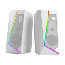 Redragon GS520 Anvil RGB 데스크탑 스피커 2.0 채널 PC 컴퓨터 스테레오 스피커 6가지 다채로운 LED 모드 향상된 사운드 및 쉬운 액세스 볼륨 컨트롤, White