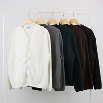 어썸도노 남녀공용 커플 노카라 플리스 베이직 스타디움 자켓