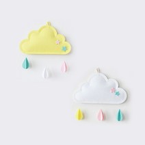 씨앤초이스 비구름 모빌 빗방울 가랜더 2개 세트 거실 꾸미기 인테리어 파티용품 가랜드 장식, 화이트+옐로우