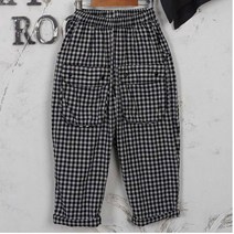벅시루 여성 고방체크 쌤쌤건빵 코튼 밴딩 배기