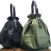 캔버스 도시락가방 복조리 샐러드 피크닉 도시락 보냉백 가방 직장인, 검정색