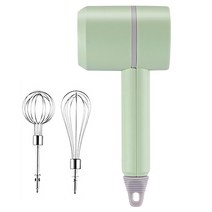 Decdeal 휴대용 전동 무선 핸드믹서 (2PCS 거품기 포함) 교반자 탈부착 가능한 거품기, 녹색