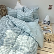 [이즈베딩] 깅엄체크 워싱 30수 광목 순면 사계절 차렵이불 패드세트 (SS) 5colors