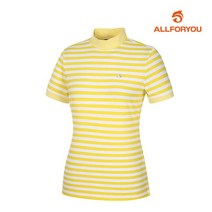 [올포유] [올포유] 여성 잔줄무늬 하이넥 반팔 티셔츠 AWTHJ6126-203_G
