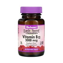 블루보넷 뉴트리션 EarthSweet Chewables 비타민B12 라즈베리 2 000mcg 츄어블정 90정옵션확인필수