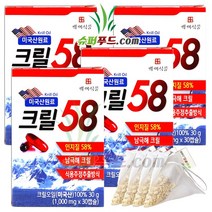 미국산 크릴58 인지질 58% 함유 오메가3 아스타잔틴 슈퍼비타민 E 남극 크릴오일 krill oil 인지질58 크릴 58 (1000mg X 30 캡슐) (개별포장) + 슈퍼푸드.com 연자육 차 티백, 4개, 30g (1000mg X 30 캡슐)