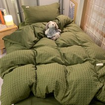 와플이불 베개커버 올리브 코튼 와플 침대시트 4종세트 이불 북유럽 컬러