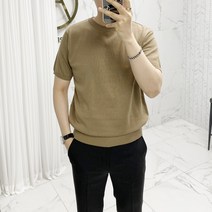 아도르클래식 시원한 라운드 여름 니트 반팔티