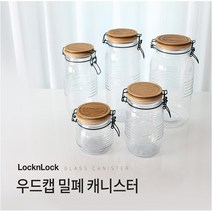 락앤락 우드캡 유리밀폐 캐니스터 잼 과일청 커피 보관통 용량선택, 1개, 1.5L