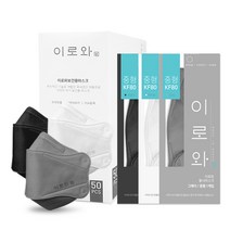 [공식] 이로와 마스크 KF80 50매 100매 [화이트 그레이 블랙] [대형 중형] 중학생마스크, 블랙대형 100매, 블랙
