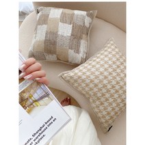 타트란 웜톤 쿠션 쇼파 소파 쿠션커버 4종, 카멜