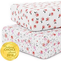 Crib Sheet Set for Girls - Universal Fitted Crib Sheets for Standard Baby or Toddler Mattress - 2 Pa, 1