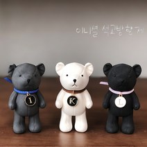 차량용 곰돌이 이니셜 석고 자동차 방향제, 서있는곰 진브라운, 원형, 화이트가드니아, 1개