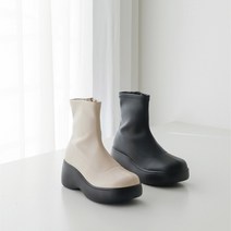 런슈즈 여성 키높이 통굽 삭스 스판 안감기모 앵클부츠 6cm