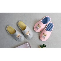 유치원선생님 앞막힌 패브릭 곰돌이슬리퍼 가정용 리빙화 거실화 실내화 집, 그레이