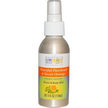 아우라카시아 퓨어 에센셜 오일 아로마테라피 룸 & 바디 미스트, Peaceful Patchouli & Sweet Orange, 1개, 118ml