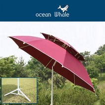 Ocean Whale 대형 베이직 팔각 파라솔 삼각받침대 B세트 야외 파라솔, 와인