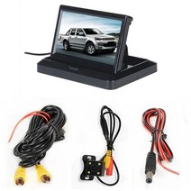 리어모니터 접이식 5 인치 TFT LCD HD800 x 480 스크린 자동차 모니터 후방 주차 2 비디오 입력 카메라 (옵션), 러시아, With camera wired05, With camera wired05