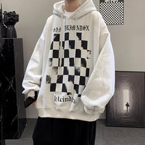 맨투맨 기모 ins 트렌드 루즈핏 후드 코트 가을 겨울 남자 하라주쿠 스타일