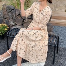 쉬폰 도트 스퀘어넥 화이트 상견례 바스트 A라인 하객 랩스타일 원피스 미니 봄원피스 프릴