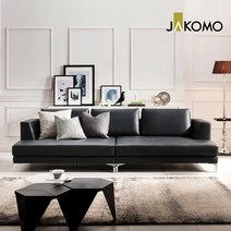자코모 뮬 4인 슈렁큰 천연면피 전체가죽 소파(깊은형), 블랙