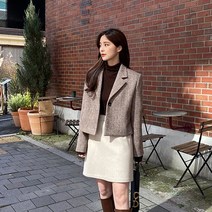 베니토 여성용 더무드 울 헤링본 크롭 자켓