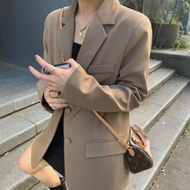 DFMEI 여성 루즈핏 재킷 핑크 블레이저 코트