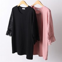 [강물처럼] 빅사이즈사랑해요 D593L106 레이디제인소매반팔티 RI (7122321)