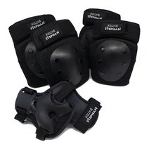 [켈리앤스테판] 켈리앤스테판 유아 어린이 보호장비 무릎 손목 팔꿈치 세트, 실드라이더 보호장비세트S 블랙