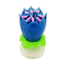 생일 케이크 기념일 회전 멜로디 연꽃초 (블루) 특이한 생일초 파티용품