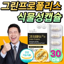 그린 프로폴리스 식물성 캡슐 비타민 영양제 항산화 건강 도움 목 아연 이뮨 프로플리스 프로포리스 건강기능식품 환절기 식약처 인증 알약 여성 남성 에좋은, 30캡슐x1개