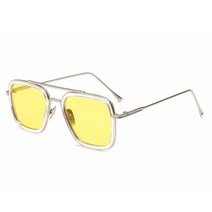 오페라 글라스 안경 쌍안경 Edith-빈티지 토니 스타크 실버 스퀘어 선글라스 메탈 프레임 블루 렌즈 패션, 15 TM-HP_01 은