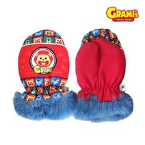 그라미 어린이 벙어리 방수 겨울 방한 동계 아동 유아 눈썰매장 나들이용, 레드