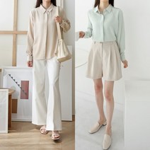봄 가을 쉬폰 링클프리 카라 히든버튼 긴팔 셔츠 블라우스 기본 면접 정장 오피스 10컬러