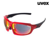 우벡스 710 미러 자전거 스포츠 고글, 레드블랙/미러레드