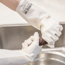 더굿 니트릴 고무 장갑 만능 실리콘 수세미 다용도 라텍스 청소 요리 용 셰프 손목긴 블랙, 1. 니트릴 고무장갑(화이트)