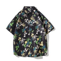 빅사이즈 남자 하와이안 셔츠 5부 커플 여름 반팔 캐주얼 오버핏 셔츠 상의 big size hawaiian shirt for beach KB0078