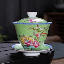 삼천리 무궁화 빈티지 도자기 찻잔, 청초록, 1개