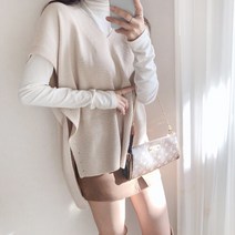 [드레스날다] 폴인럽 트임 루즈핏 가오리 니트 베스트(knit611)