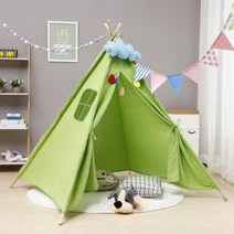 에어텐트 원터치 그늘막 감성 돔텐트 135m 큰 어린이 텐트 Wigwam 휴대용 인도 Tipi 실내 아기 놀이터 Foldable 작은 집 Teepee 룸 장식, Tent003-Green+1.35M