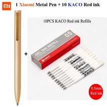 원래 샤오미 Mijia 메탈 로그인 펜 9.5mm 서명 PREMEC 부드러운 스위스 블랙 블루 레드 리필 내구성 비즈니스, 1Mi Pen 10 KACO ink