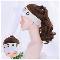 1+1 모자 가발 헤어패션 클럽 일체형 골프 썬캡 탈부탁 사랑스러운 포니테일 다양한디자인, 단일사이즈, 화이트캡 브라운