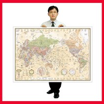 맵소프트 세계지도 중형 코팅형 1m 50cm X 10cm / 전문가제작 인구수 언어 수록 / 만국기 인테리어 대형 어린이, 2번_엔틱 세계지도 중형 코팅형