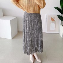 메이룸 888잔호피2 플리츠 쭈글이 주름 레오파드 호피 롱 스커트