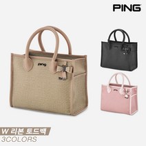 [삼양인터내셔널정품]2023 핑 W RIBBON 토트백[화이트][여성용], 블랙 GK100853, 토트백