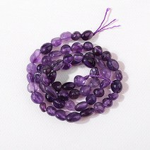 [5480-13]원석 못난이옥 약6x8mm 천연석 자수정 2월탄생석 반줄(약19cm)