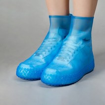 신발방수커버롱장화 투명 지퍼 방수 장화 신발 위에 신는 비올때 미끄럼 방지 내마모성 tpe 야외 등산 패션 원피스 미드 튜브 커버