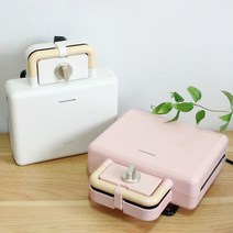 가정의 달 단미 와플 메이커 기계 크로플 샌드위치 붕어빵 파니니 2구 타이머 SAN02T DA-SAN02T 142237, SAN02T 화이트
