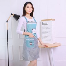 주방 까페 어린이집 실습 앞치마 H형 곰돌이 민트