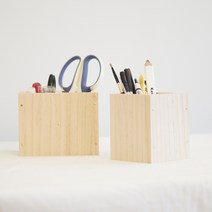목공 체험 수업 키트 DIY 재료 반제품 만들기 사각 2구 연필꽂이 스튜디오612